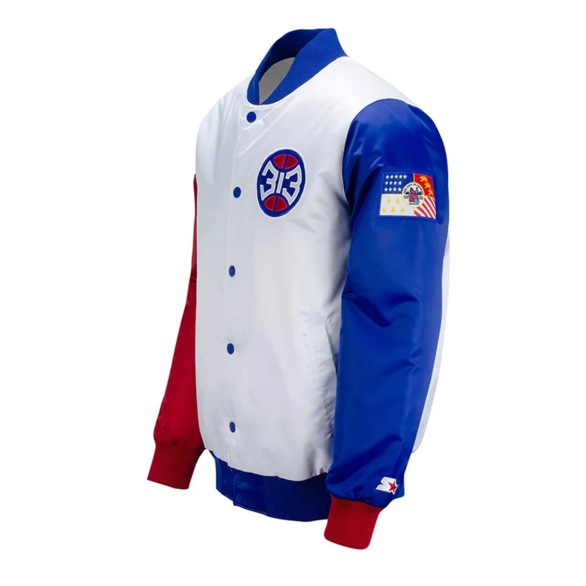 Detroit pistons color block satin jacket