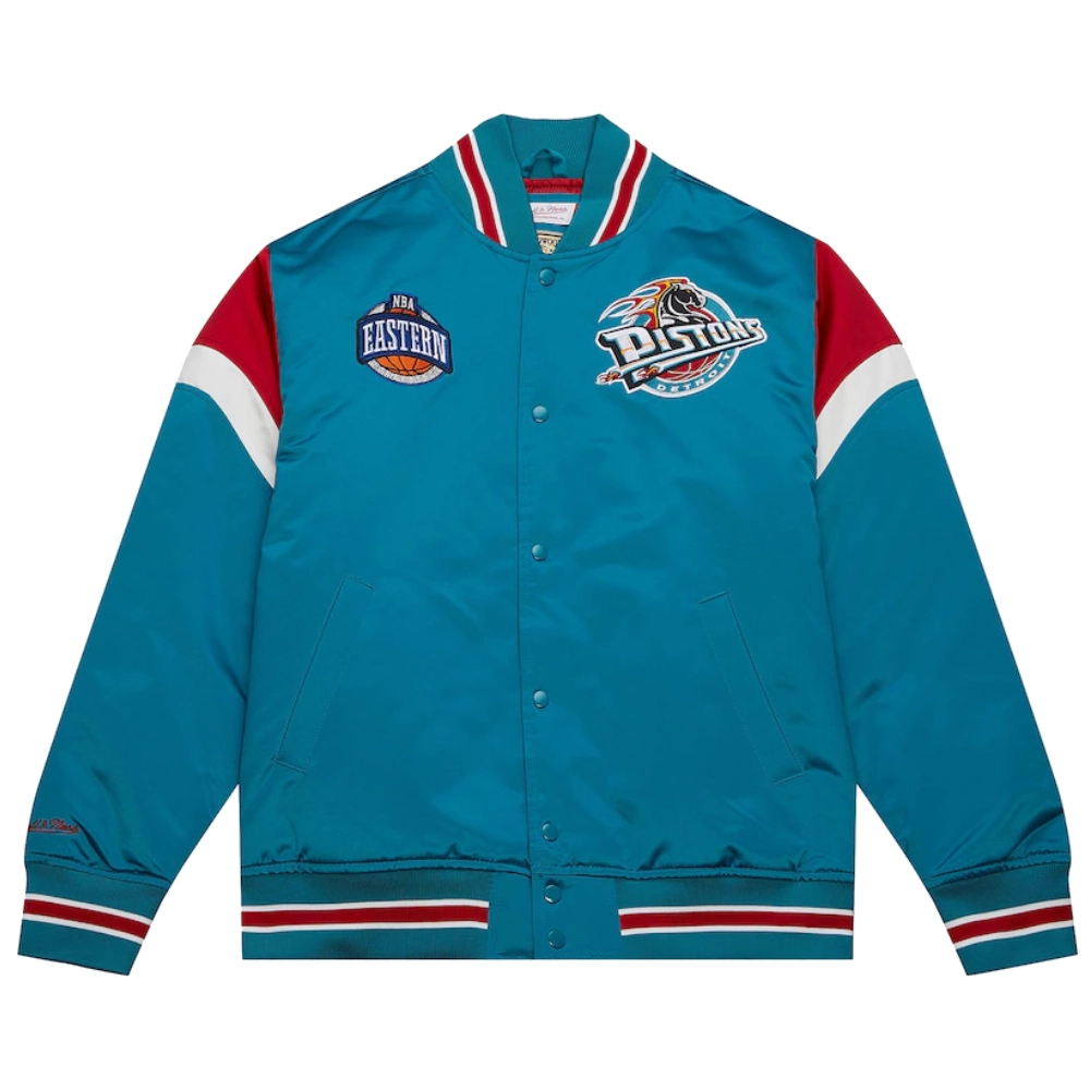 Detroit pistons cooperstown full snap satin varsity jacket 3