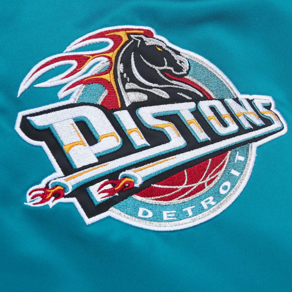 Detroit pistons cooperstown full snap satin varsity jacket