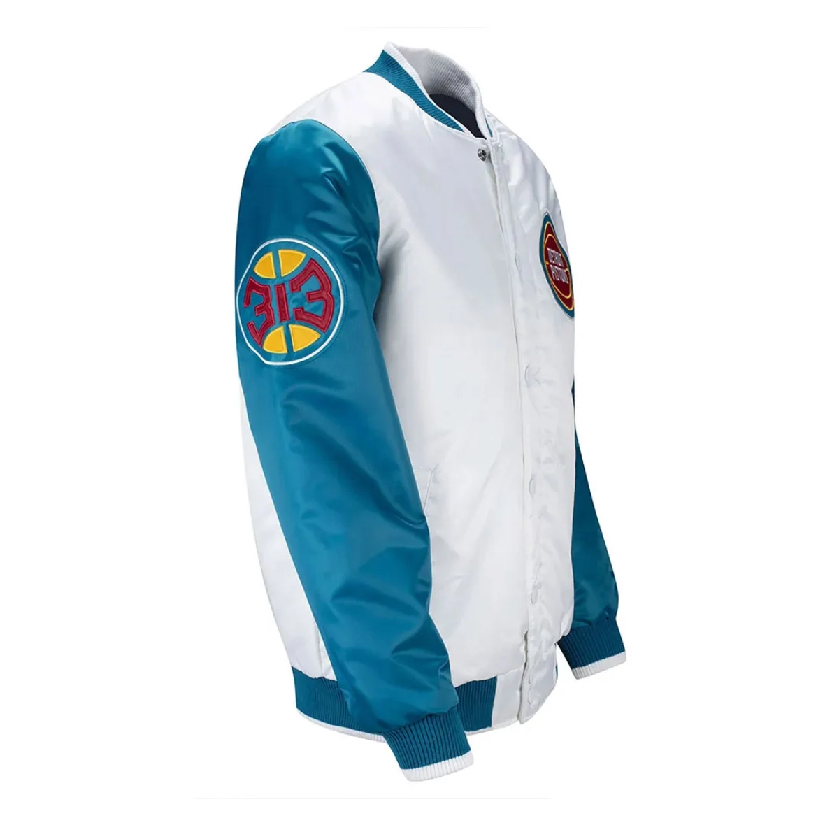 Detroit pistons full snap teal white jacket