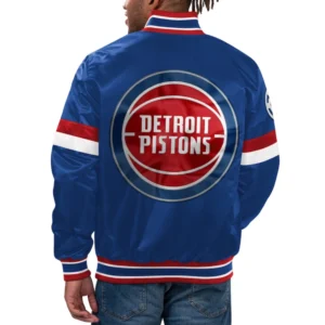 Detroit pistons home game satin varsity jacket blue