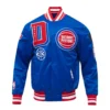 Detroit pistons pro standard mashup blue satin varsity jacket 2