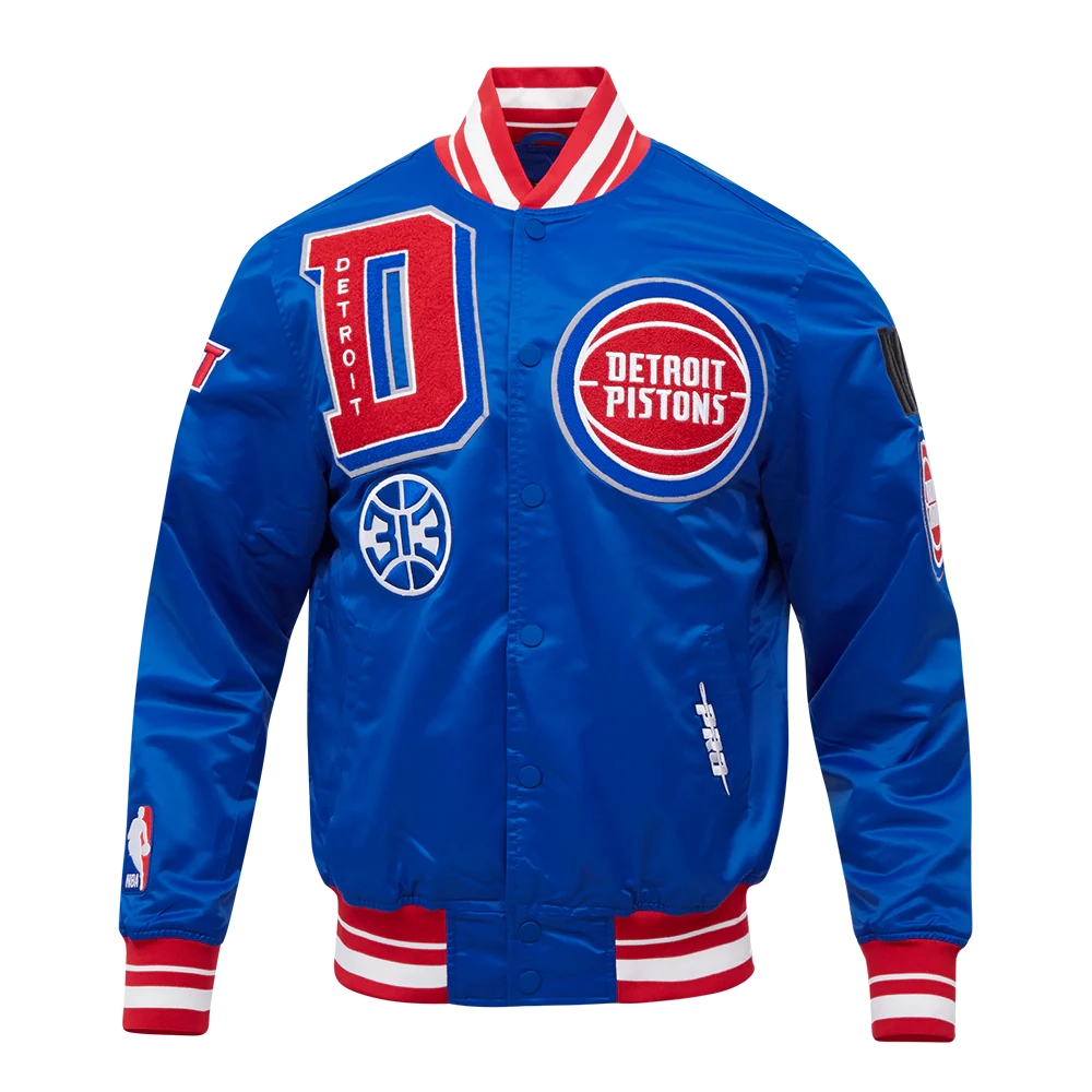 Detroit pistons pro standard mashup blue satin varsity jacket 2