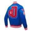 Detroit pistons pro standard mashup blue satin varsity jacket 3