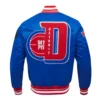 Detroit pistons pro standard mashup blue satin varsity jacket 4