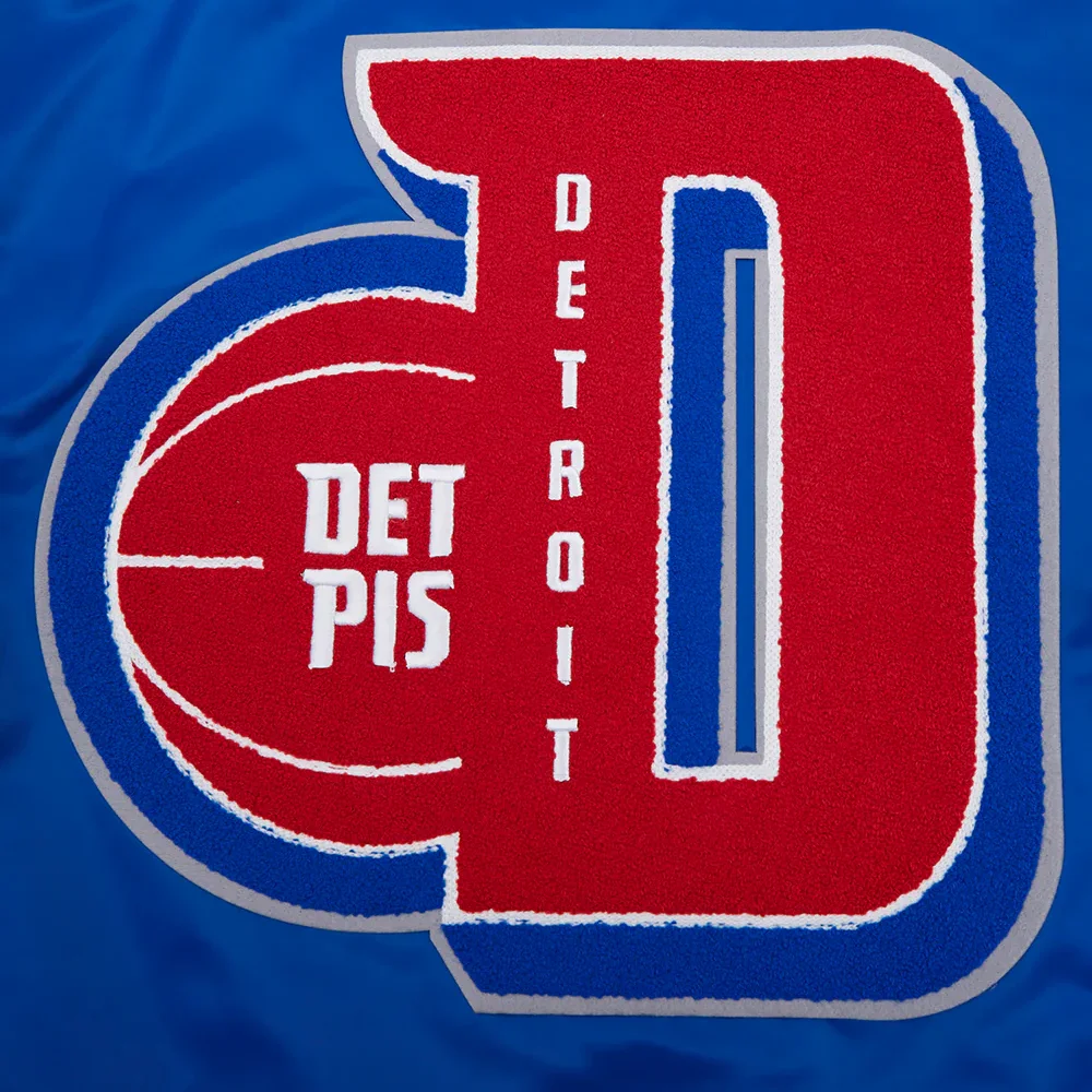 Detroit pistons pro standard mashup blue satin varsity jacket 5