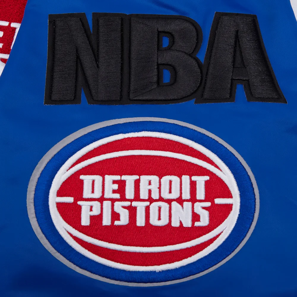 Detroit pistons pro standard mashup blue satin varsity jacket 8