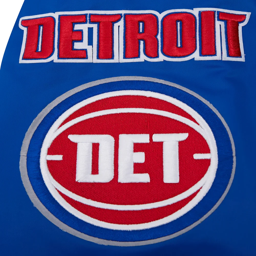Detroit pistons pro standard mashup blue satin varsity jacket 9