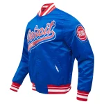 Detroit Pistons Script Tail Blue Satin Jacket