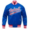 Detroit pistons pro standard script tail blue satin varsity jacket 2