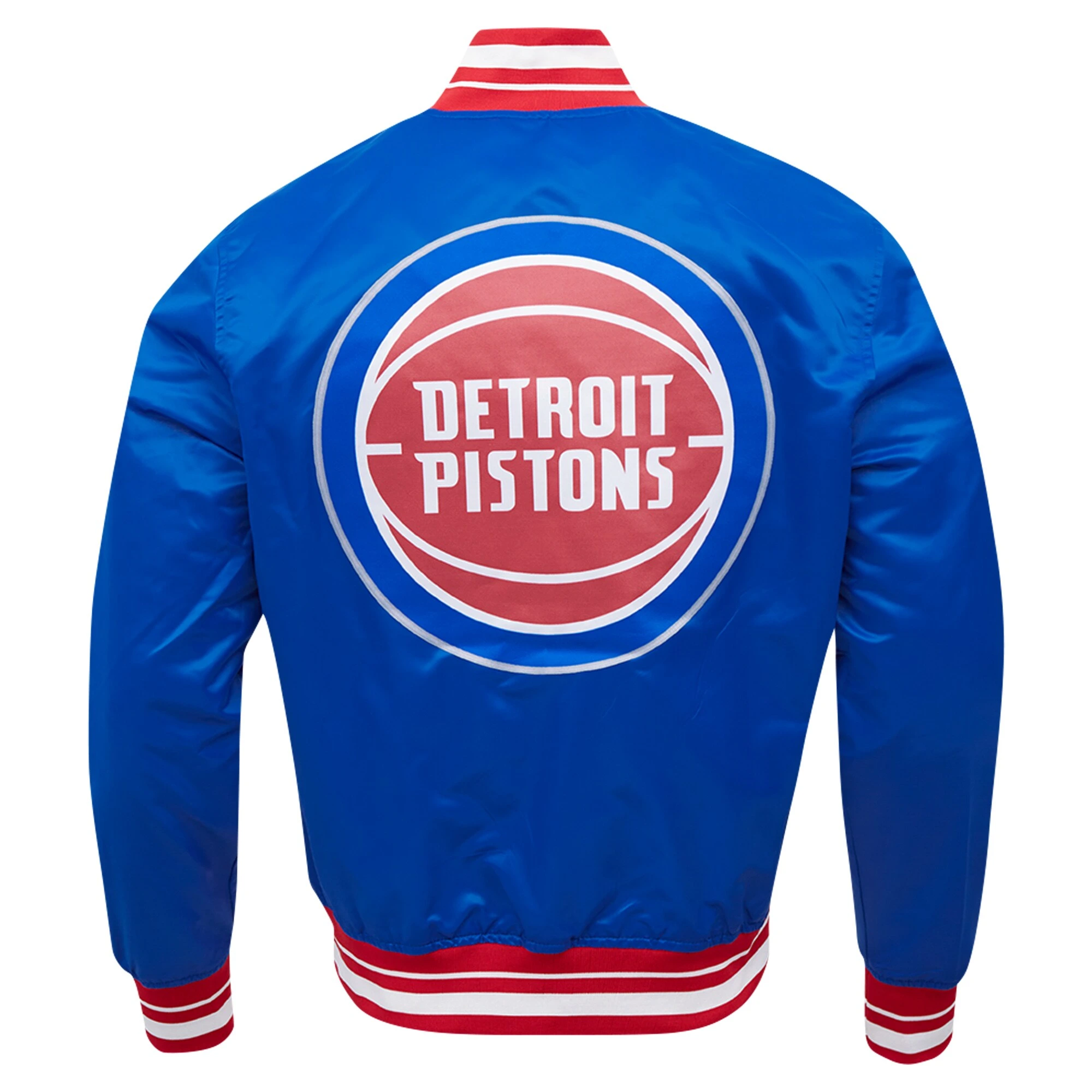 Detroit pistons pro standard script tail blue satin varsity jacket 4