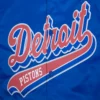 Detroit pistons pro standard script tail blue satin varsity jacket 5