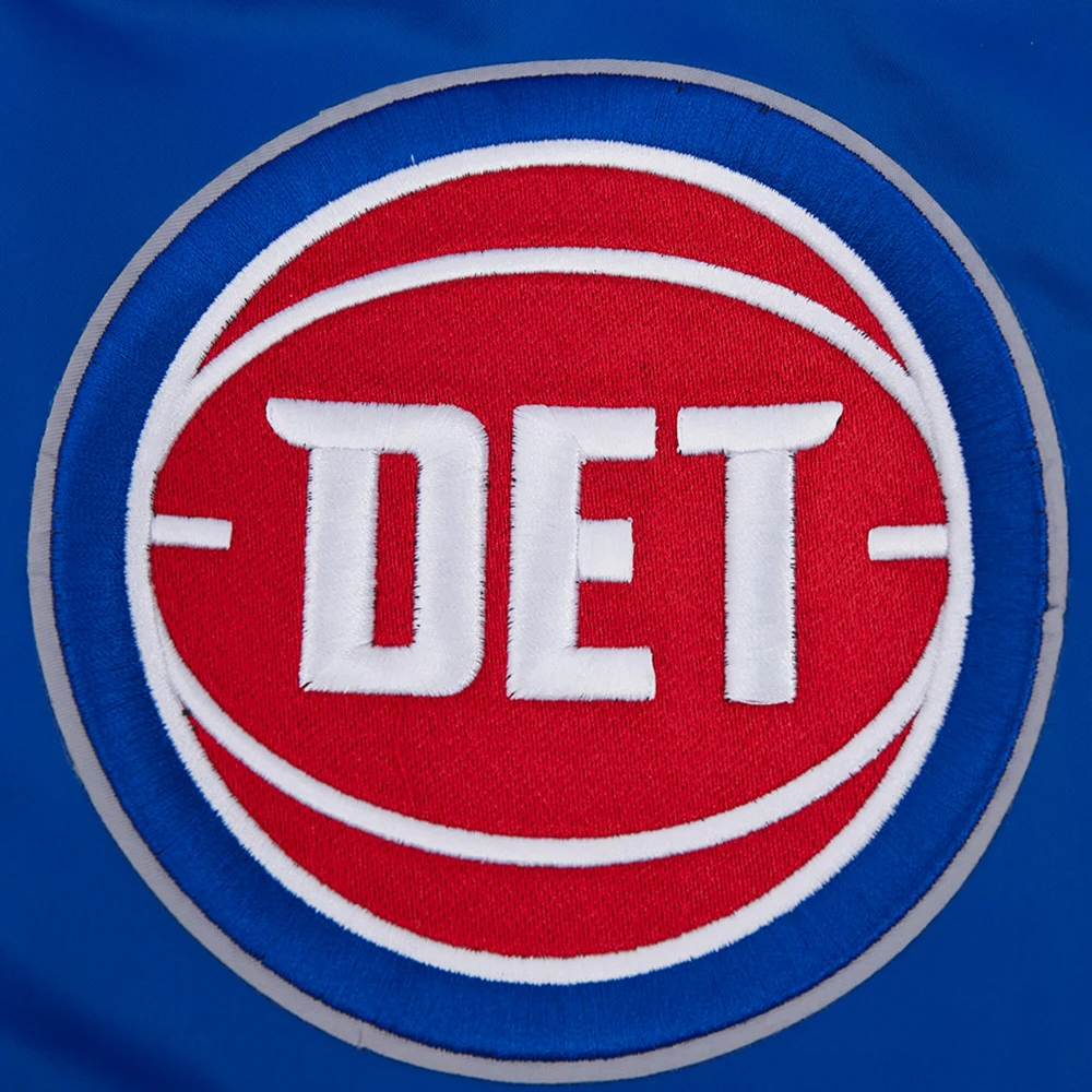 Detroit pistons pro standard script tail blue satin varsity jacket 6