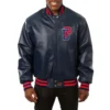 Detroit pistons real leather varsity jacket navy 1