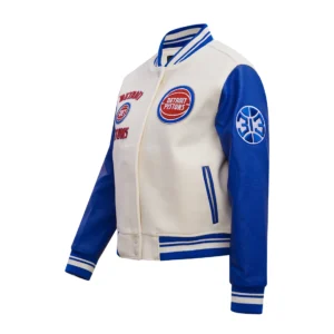 Detroit pistons retro classic womens woolleather varsity jacket white blue 2