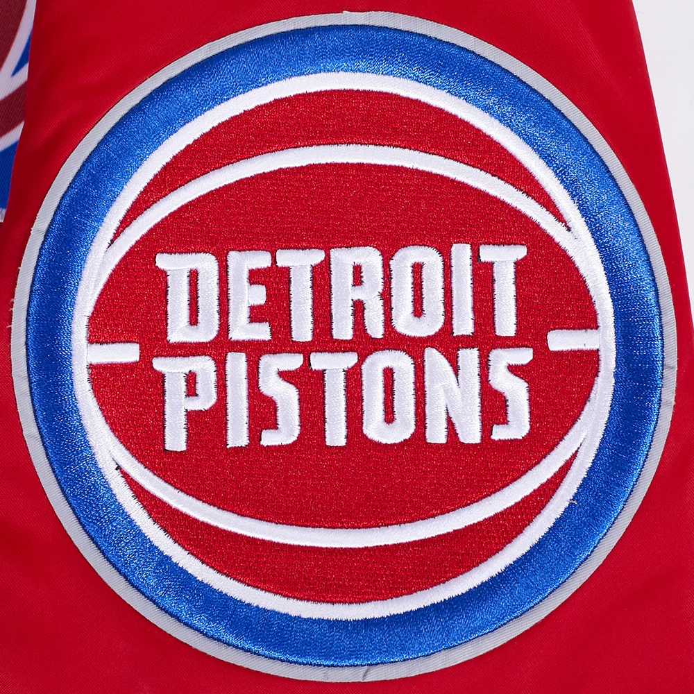 Detroit pistons script tail full snap satin varsity jacket red 1