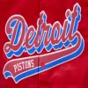 Detroit pistons script tail full snap satin varsity jacket red 2