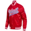 Detroit pistons script tail full snap satin varsity jacket red 5