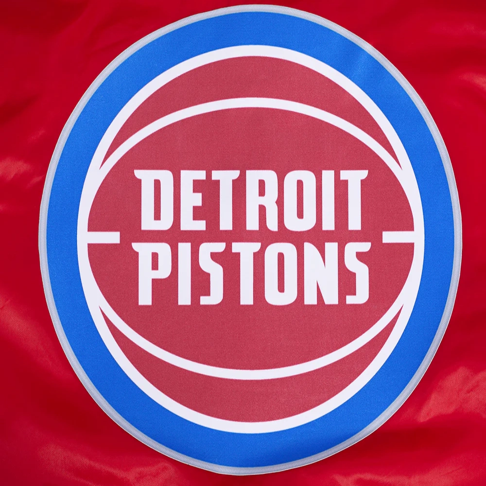 Detroit pistons script tail full snap satin varsity jacket red