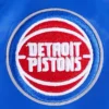 Detroit pistons script tail womens full snap satin varsity jacket blue 1