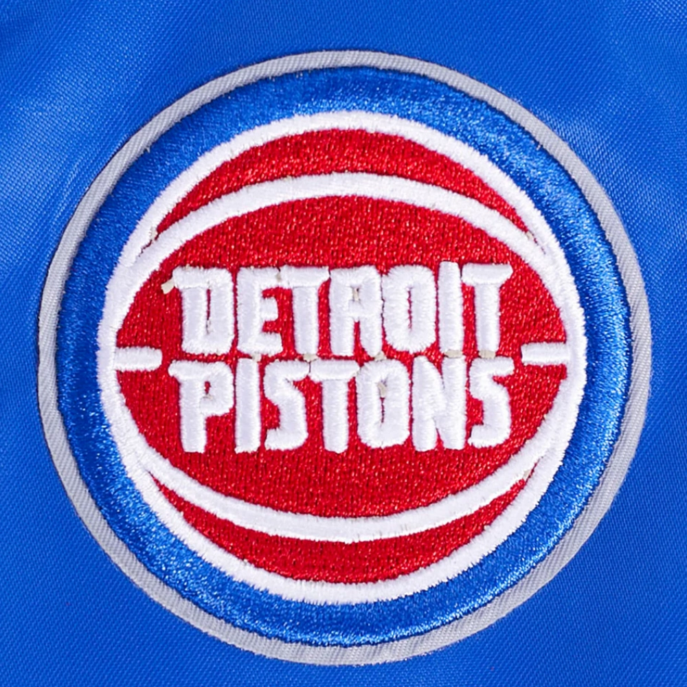 Detroit pistons script tail womens full snap satin varsity jacket blue 1