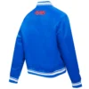Detroit pistons script tail womens full snap satin varsity jacket blue 2
