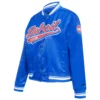 Detroit pistons script tail womens full snap satin varsity jacket blue 4