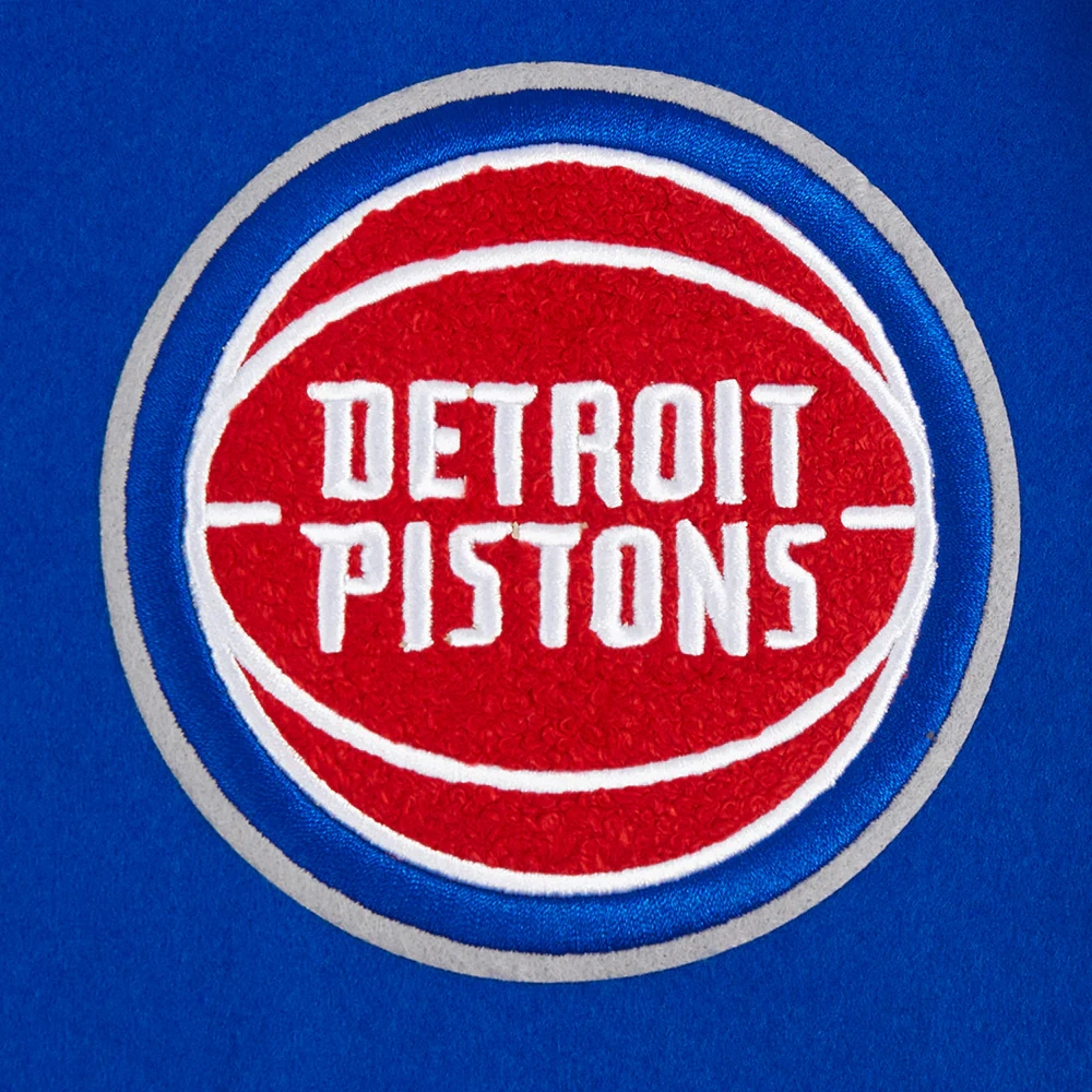Detroit pistons script tail womens wool leather varsity jacket blue white 1