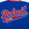 Detroit pistons script tail womens wool leather varsity jacket blue white