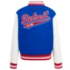 Detroit pistons script tail womens wool leather varsity jacket blue white 4