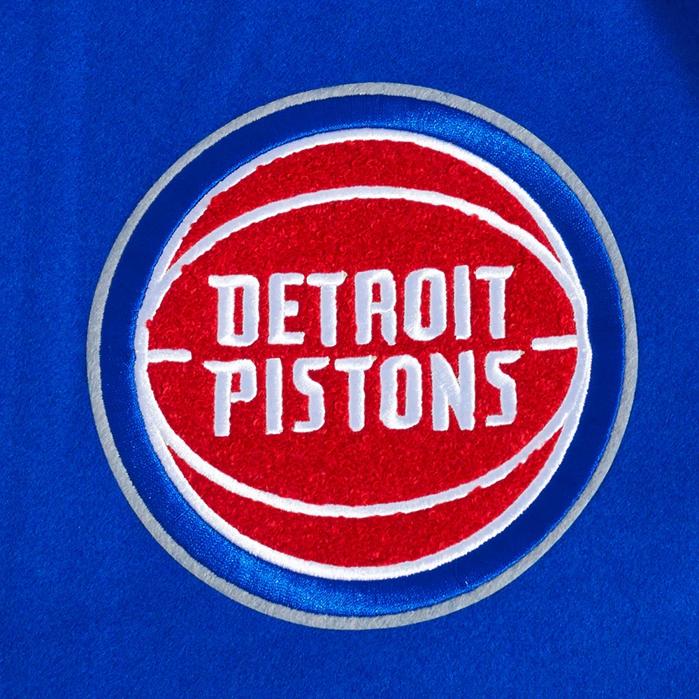 Detroit pistons script tail wool leather varsity jacket blue white 3