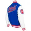 Detroit pistons script tail wool leather varsity jacket blue white 4