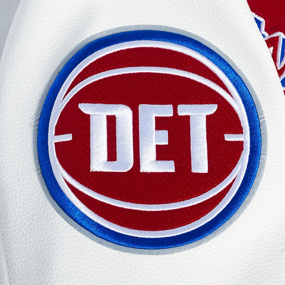 Detroit pistons script tail wool leather varsity jacket red white 1