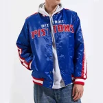 Detroit Pistons Striped Blue Satin Jacket
