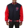 Detroit pistons two tone wool varsity jacket navy red