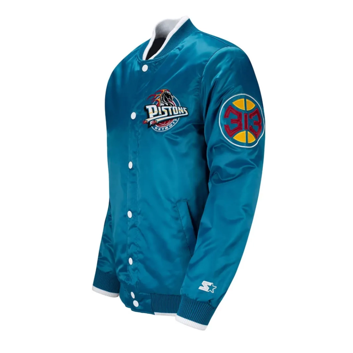 Detroit pistons ty mopkins satin bomber jacket