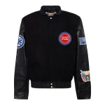 Detroit Pistons Black Wool/Leather Bomber Jacket