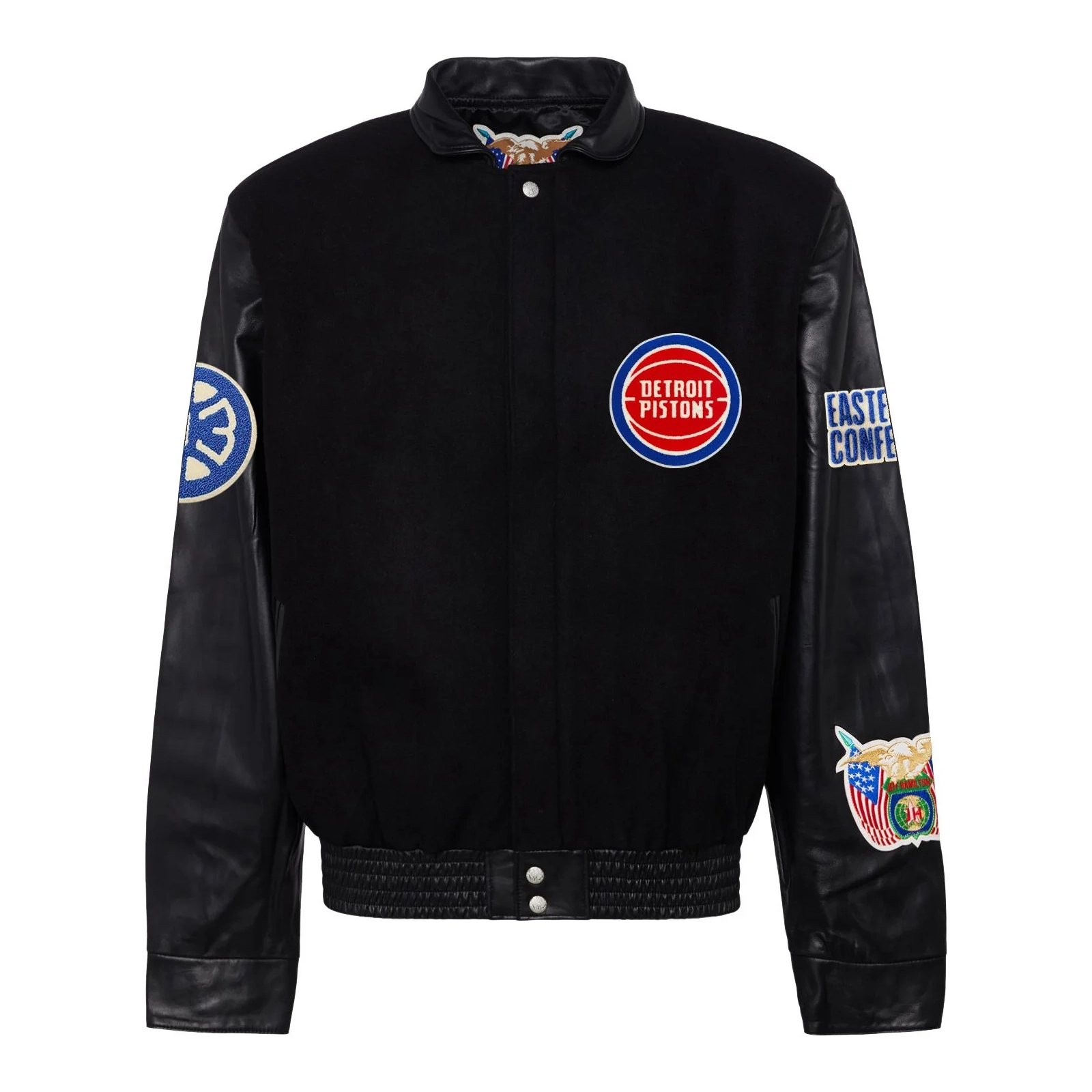 Detroit pistons wool leather varsity jacket black 1