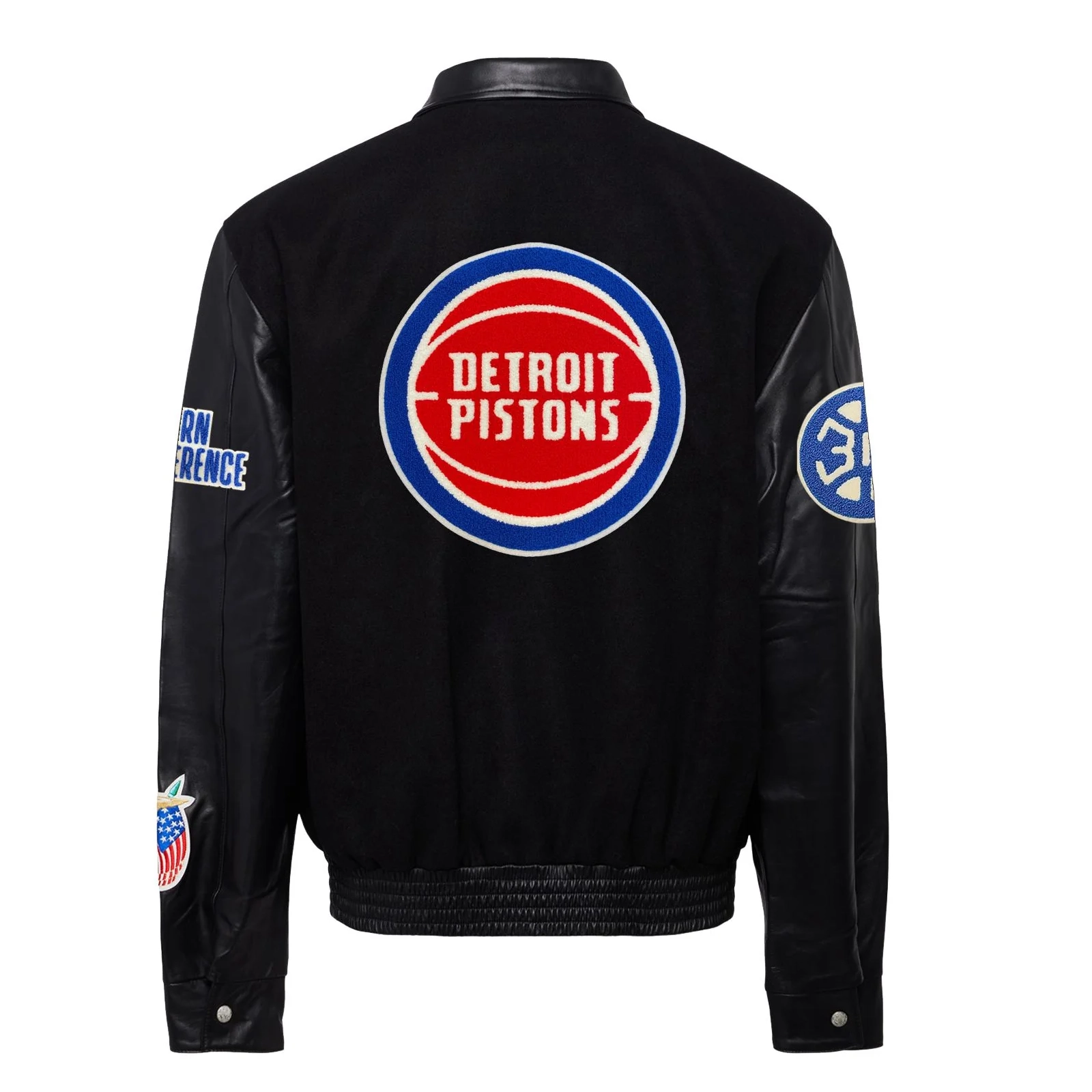 Detroit pistons wool leather varsity jacket black 2