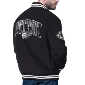 Detroit red wings blackout corduroy varsity black jacket
