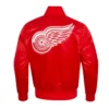 Detroit red wings classic red satin varsity jacket