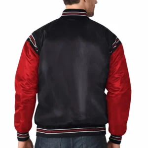 Detroit red wings enforcer full snap satin varsity jacket blackred 2