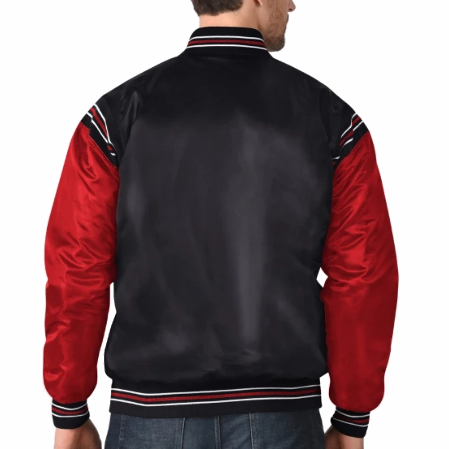 Detroit red wings enforcer full snap satin varsity jacket blackred 2