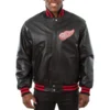 Detroit red wings full real leather varsity jacket black 1
