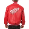 Detroit red wings genuine leather varsity jacket red 1 1