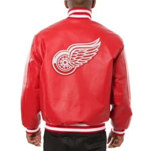 Detroit red wings genuine leather varsity jacket red 1 1