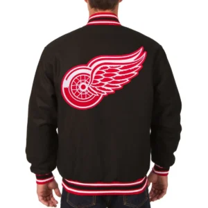 Detroit red wings one color black varsity jacket