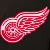 Detroit red wings one color black wool leather jacket