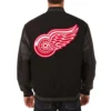 Detroit red wings one color wool leather jacket