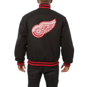 Detroit red wings one color wool varsity jacket black 1 1